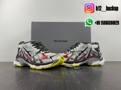 Balenciaga Runner 7.5 White gray red fluorescent green 677403-W3RB6-91D7