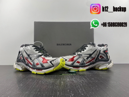 Balenciaga Runner 7.5 White gray red fluorescent green 677403-W3RB6-9167