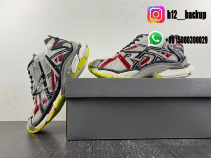 Balenciaga Runner 7.5 White gray red fluorescent green 677403-W3RB6-91D7 - Image 4