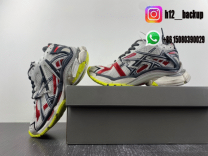 Balenciaga Runner 7.5 White gray red fluorescent green 677403-W3RB6-9167 - Image 4