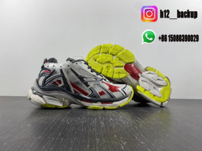 Balenciaga Runner 7.5 White gray red fluorescent green 677403-W3RB6-9167 - Image 3