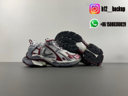 Balenciaga Runner 7.5 White gray wine red 772774-W3RBW-0312 - Image 3