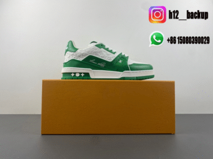 Louis Vuitton Trainer White Green LV2025-ID12 - Image 8