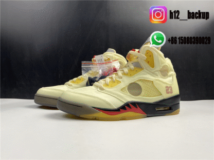 Off-White × Nike Air Jordan 5 "Sail" DH8565-100 - Image 9