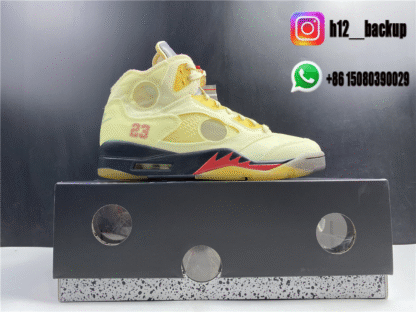 Off-White × Nike Air Jordan 5 "Sail" DH8565-100 - Image 7
