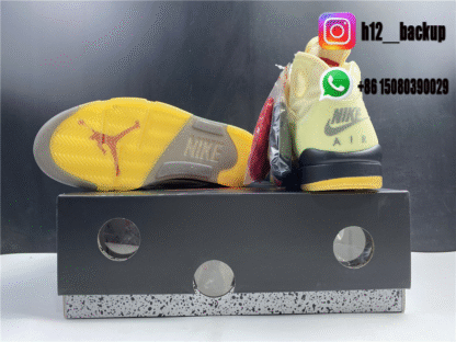 Off-White × Nike Air Jordan 5 "Sail" DH8565-100 - Image 6