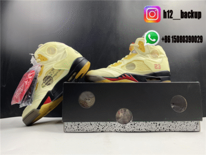 Off-White × Nike Air Jordan 5 "Sail" DH8565-100 - Image 5