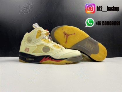Off-White × Nike Air Jordan 5 "Sail" DH8565-100 - Image 4