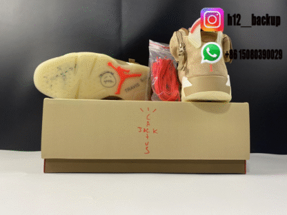 Travis Scott x Air Jordan 6 SP British Khaki / Bright Crimson-Sail DH0690-200 - Image 4