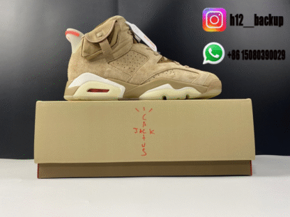 Travis Scott x Air Jordan 6 SP British Khaki / Bright Crimson-Sail DH0690-200 - Image 3